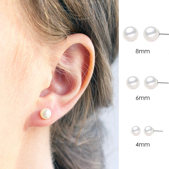 Mode géométrique en acier inoxydable placage perles artificielles clous d'oreille 1 paire