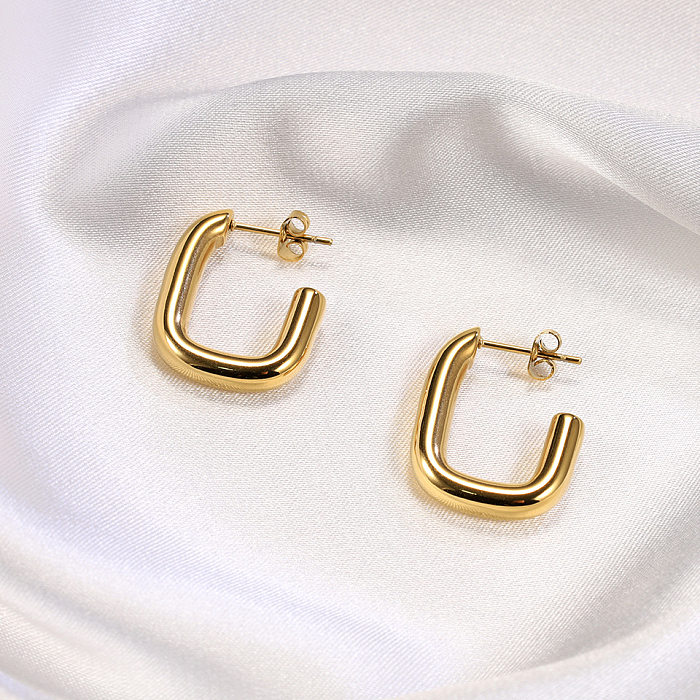 1 Pair Casual Simple Style U Shape Polishing Plating Stainless Steel 18K Gold Plated Ear Studs