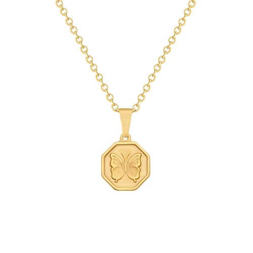Vintage Style Commute Butterfly Stainless Steel  Plating 18K Gold Plated Pendant Necklace