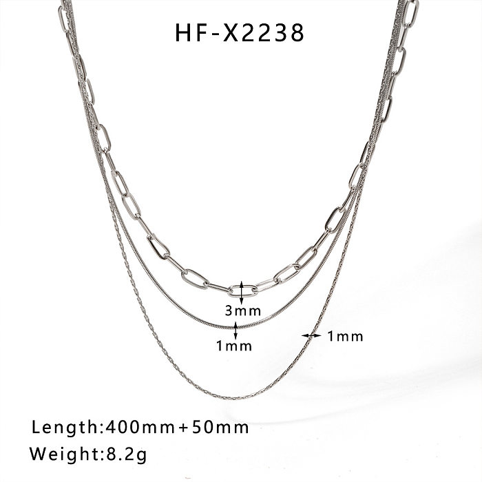 IG Style Simple Style Solid Color Stainless Steel  Plating Layered Necklaces