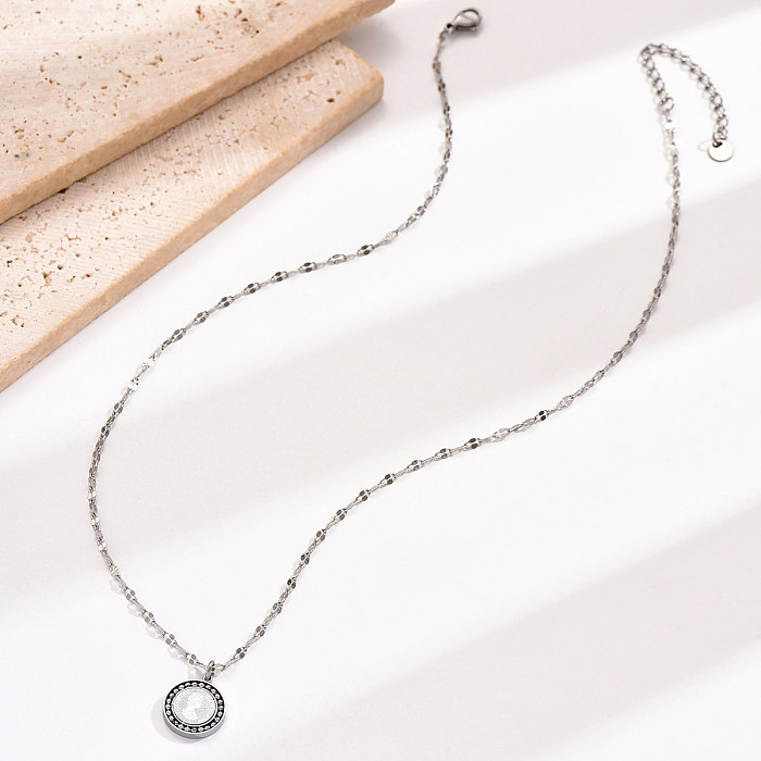 Simple Style Classic Style Human Stainless Steel  Inlay Beads Pendant Necklace