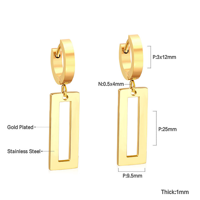 1 Pair Casual Simple Style Star Heart Shape Rectangle Plating Inlay Stainless Steel Zircon Drop Earrings