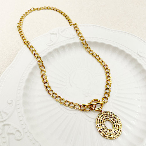 Casual Retro Commute Round Stainless Steel  Plating Gold Plated Necklace