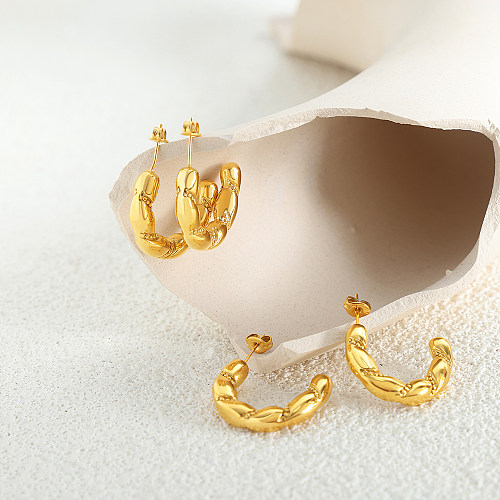 1 Pair Modern Style Simple Style Twist Plating Stainless Steel 18K Gold Plated Ear Studs