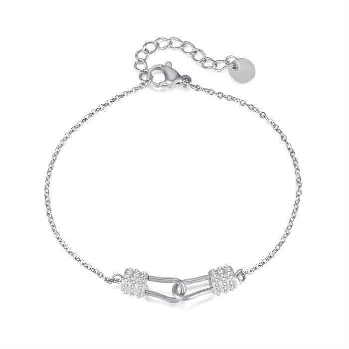 Bracelets en Zircon avec incrustation géométrique en acier inoxydable, Style Simple et élégant, vente en gros