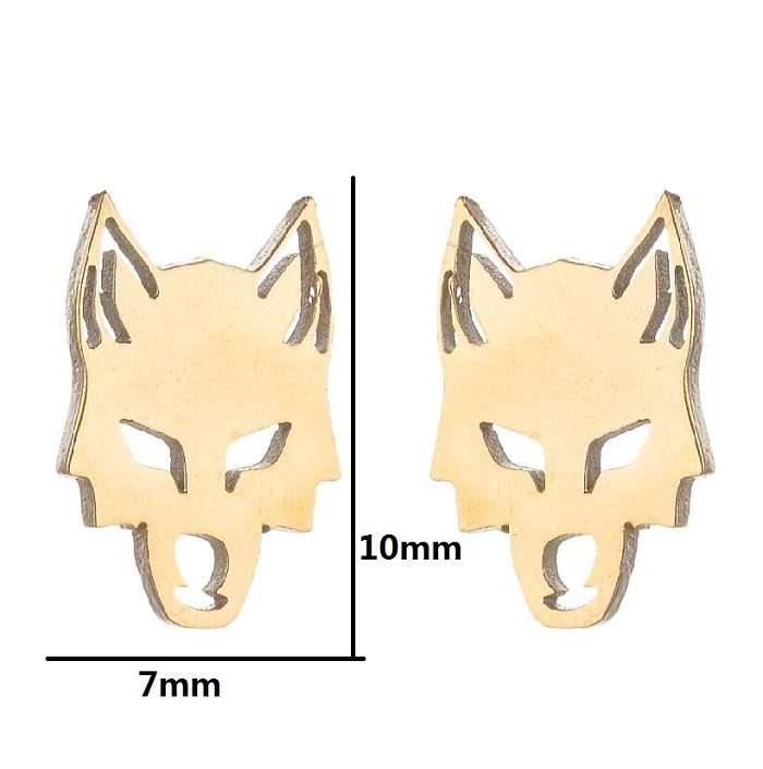 1 Pair Punk Wolf Stainless Steel  Ear Studs