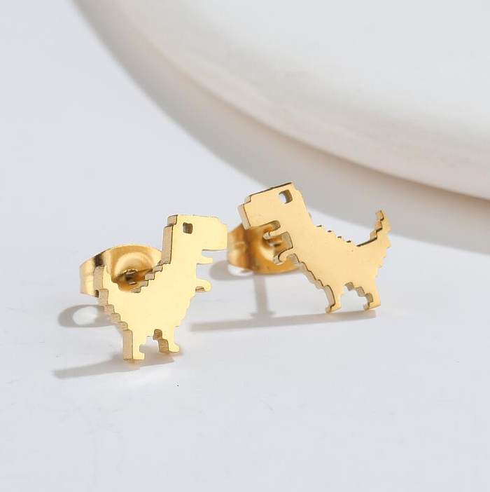 1 Paar modische Ohrstecker aus Edelstahl mit Hund, Dinosaurier, Giraffe