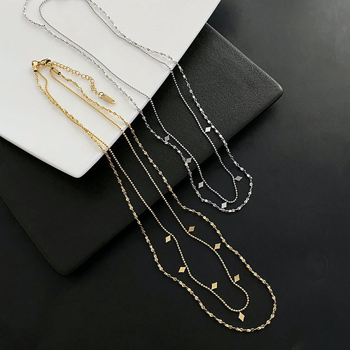 1 Stück geometrische Edelstahl-Halskette mit unregelmäßiger Beschichtung im INS-Stil