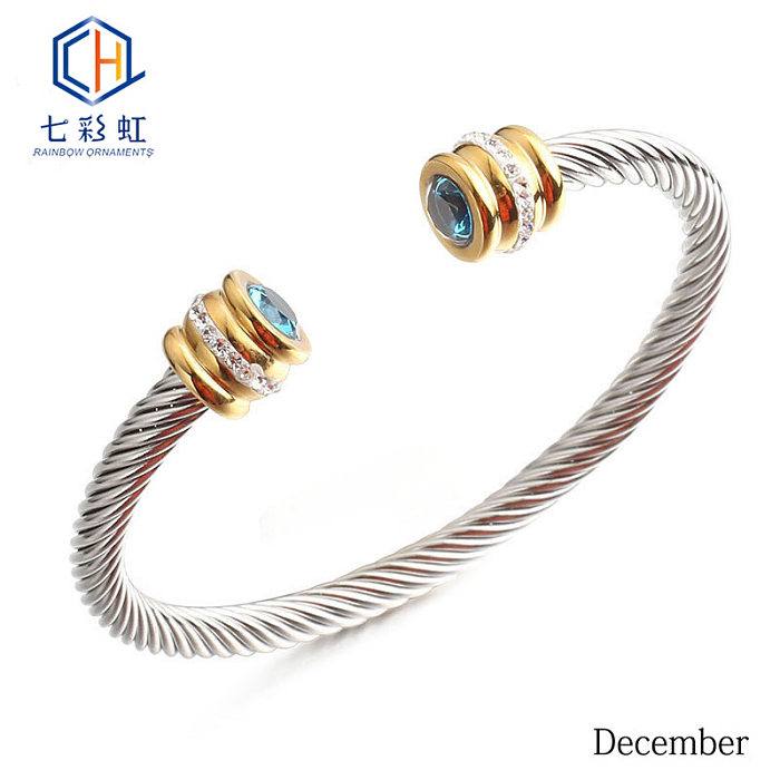 Titanium Steel Bracelet Colorful Diamond Twist Bangle Jewelry Wholesale