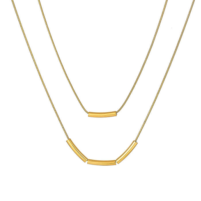Casual Hip-Hop Solid Color Stainless Steel  Patchwork Plating Gold Plated Pendant Necklace