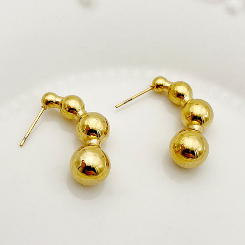 1 Pair Streetwear Commute Gourd Plating Stainless Steel  Gold Plated Ear Studs