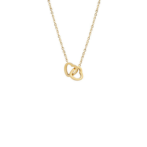 Elegant Heart Shape Stainless Steel Plating 14K Gold Plated Pendant Necklace