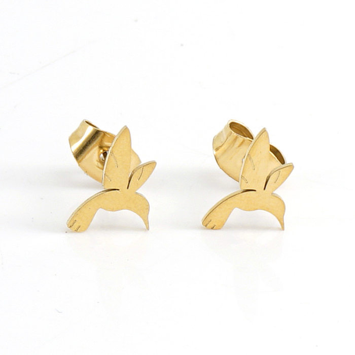 Simple Style Geometric Stainless Steel  Plating Rhinestones Ear Studs 1 Pair