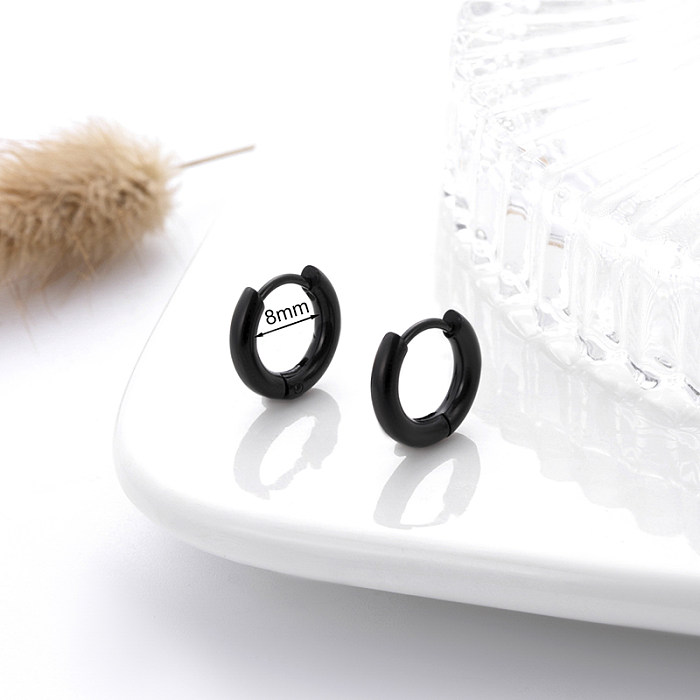 1 paire de boucles d'oreilles plaquées or, Style Simple, couleur unie, en acier inoxydable, plaqué or