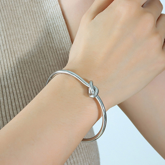 European And American Style Fashion Opening Knotted Bracelet Titanium Steel