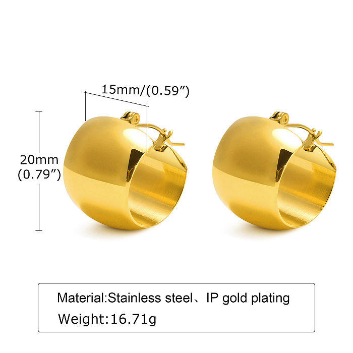 1 par de brincos banhados a ouro 18K, estilo simples, cor sólida, aço inoxidável