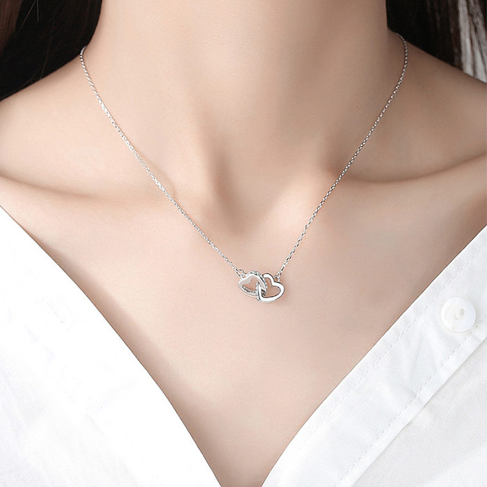 Fashion Heart Shape Smiley Face Butterfly Stainless Steel Inlay Rhinestones Necklace 1 Piece