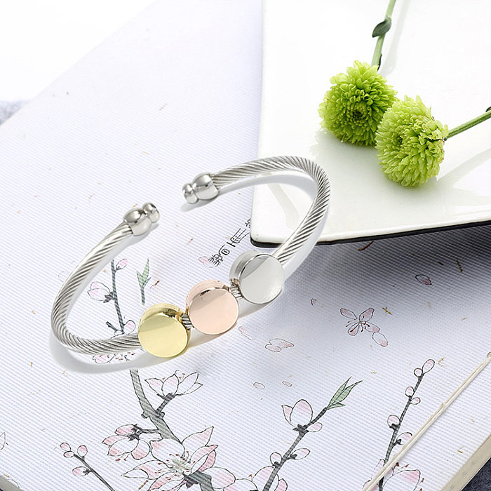 Casual Simple Style Round Stainless Steel Copper Bangle