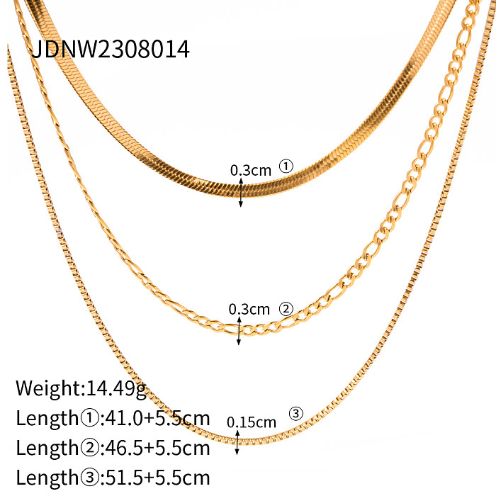 IG Style Solid Color Stainless Steel  Plating 18K Gold Plated Three Layer Necklace