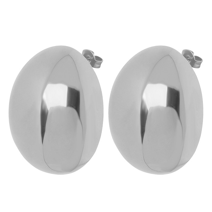 1 paire de clous d'oreilles ovales artistiques de Style Simple, plaqués en acier inoxydable, plaqués or 18 carats