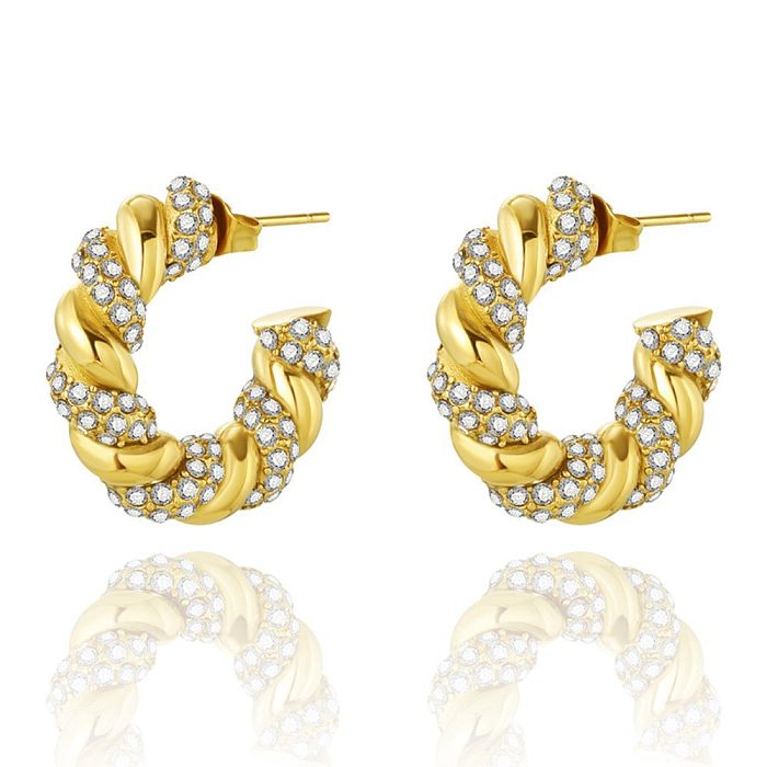 1 Pair Commute Solid Color Plating Stainless Steel  18K Gold Plated Earrings