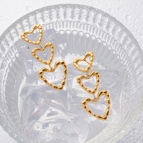 1 Pair IG Style Heart Shape Plating Stainless Steel  18K Gold Plated Drop Earrings