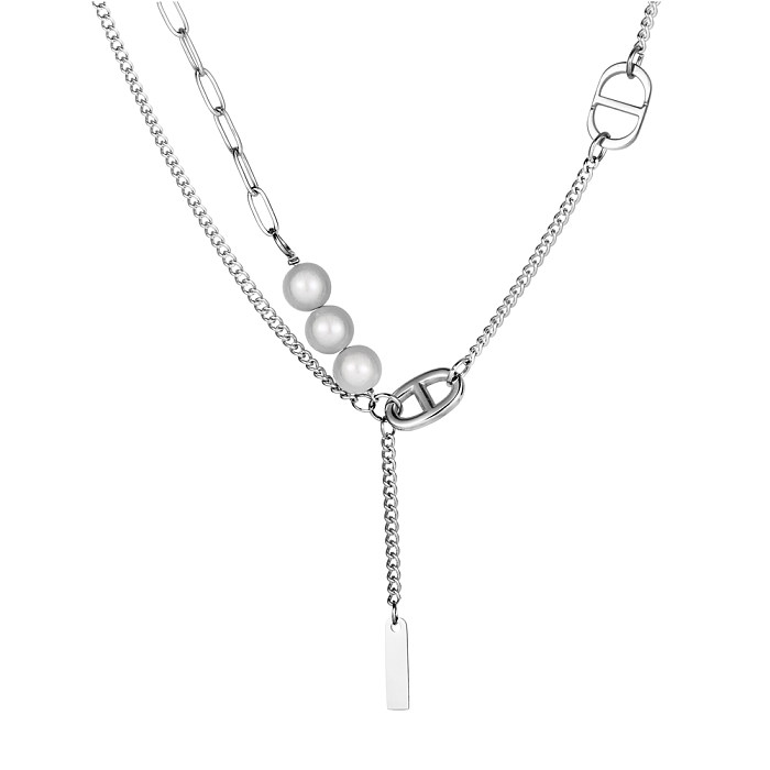 Hip-Hop Commute Solid Color Stainless Steel Necklace In Bulk