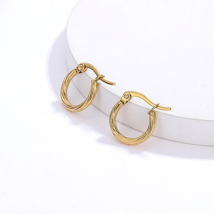 New Fashion Small Geometric Simple Plating 18K Gold Stainless Steel  Earring