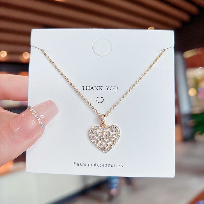 Fashion Heart Shape Smiley Face Butterfly Stainless Steel Inlay Rhinestones Necklace 1 Piece