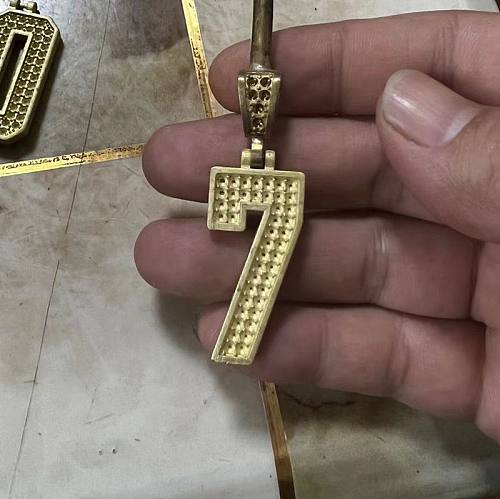 Pendentif de collier avec pendentifs plaqués en acier inoxydable, numéro Hip-Hop
