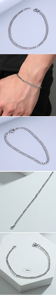 Bracelet en acier inoxydable unisexe argenté simple de mode classique