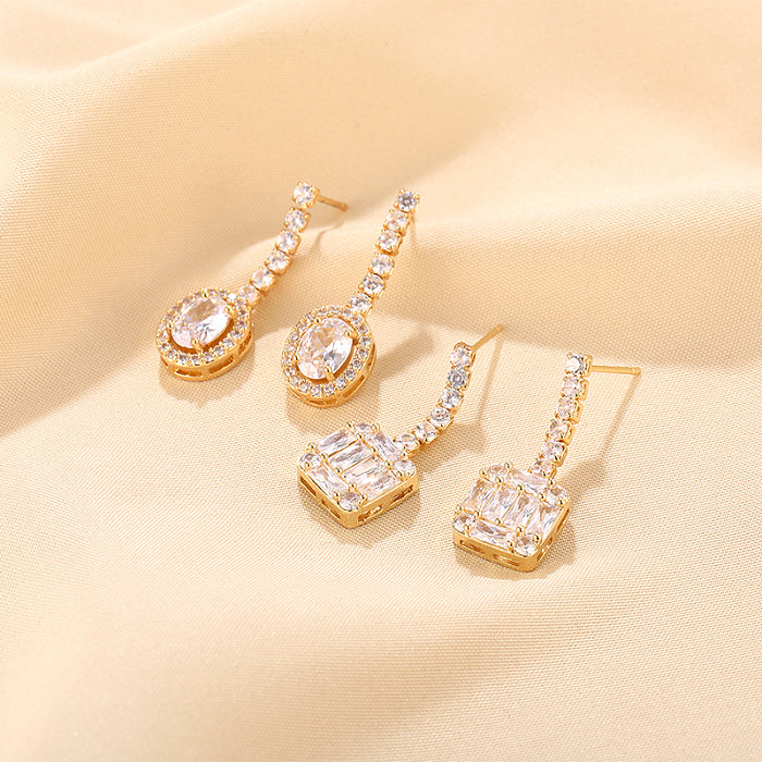 1 Pair Elegant Cute Sweet Round Plating Inlay Stainless Steel  Artificial Diamond Drop Earrings