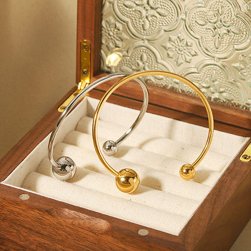 Bracelet plaqué or 18 carats en acier inoxydable de couleur unie, style simple, vente en gros