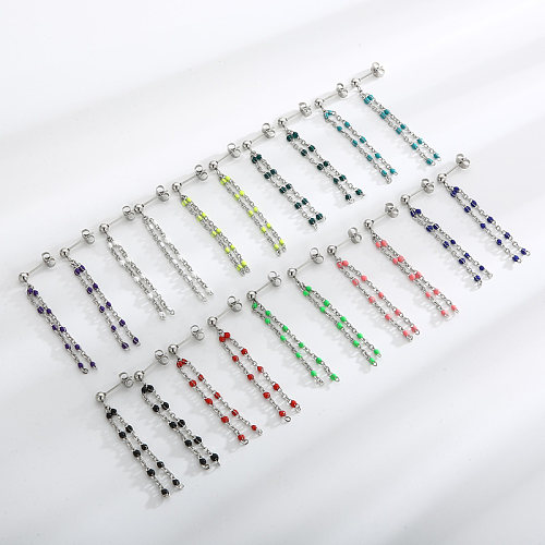 1 Pair Simple Style Chain Plating Stainless Steel  Drop Earrings