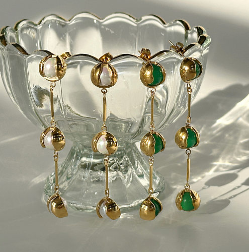 1 Paar moderne, runde Ohrhänger aus Edelstahl mit 18-Karat-Vergoldung