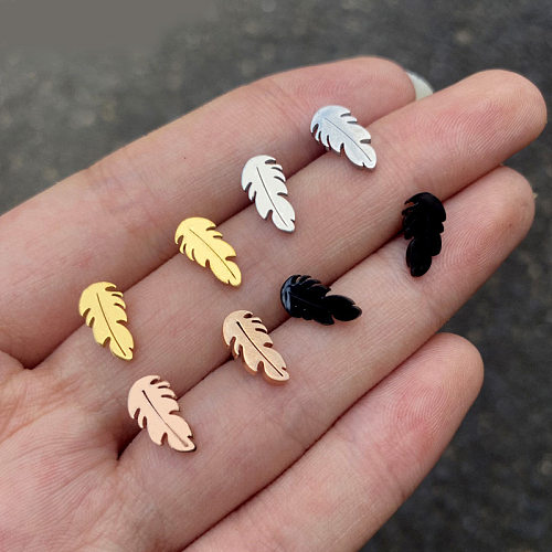 1 Pair Simple Style Feather Stainless Steel  Plating Ear Studs