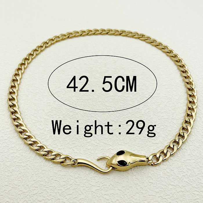 Wholesale Hip-Hop Snake Stainless Steel  14K Gold Plated Necklace
