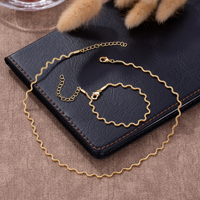 Casual Cute Simple Style Waves Stainless Steel  Plating Gold Plated Necklace