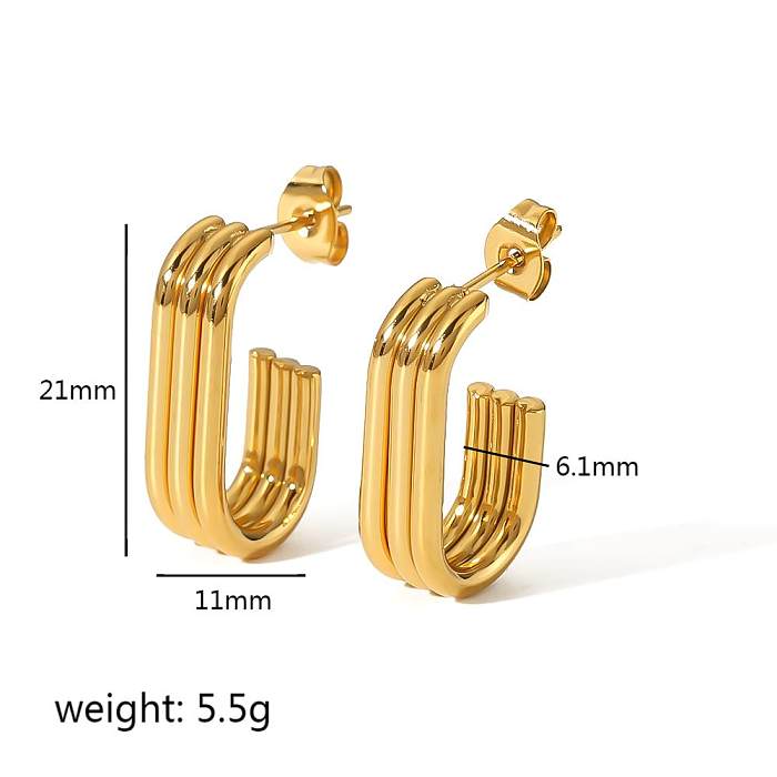 1 Pair Simple Style U Shape Plating Stainless Steel  18K Gold Plated Ear Studs