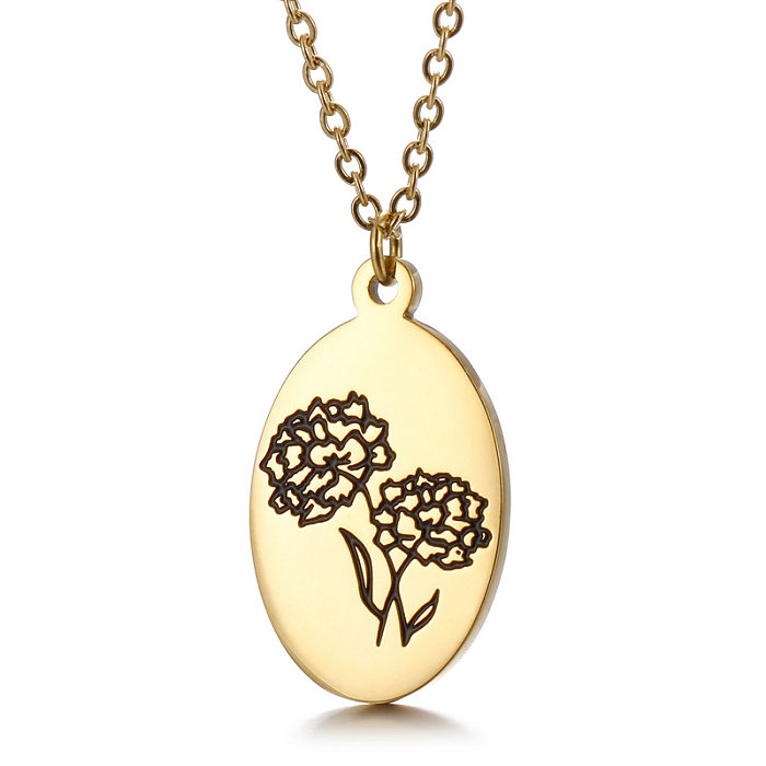 Collier avec pendentif en acier inoxydable plaqué fleur à la mode, 1 pièce