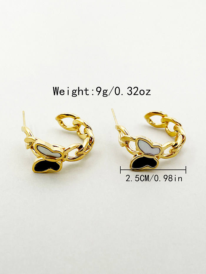 1 Pair Simple Style Butterfly Stainless Steel  Metal Enamel Plating Gold Plated Ear Studs