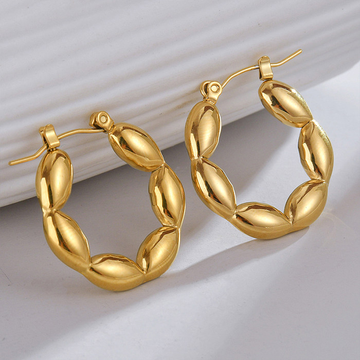 1 Pair Simple Style Solid Color Plating Stainless Steel  18K Gold Plated Ear Studs