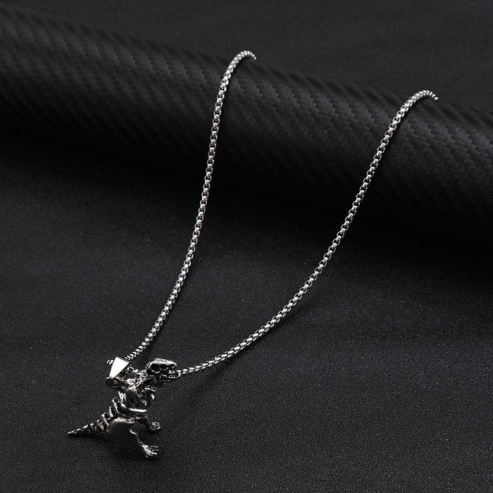 Hip-Hop Punk Cross Tree Skull Stainless Steel  Alloy Plating Silver Plated Pendant Necklace