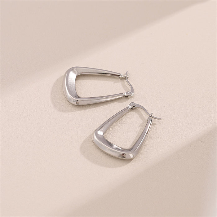 1 paire de boucles d'oreilles carrées en acier inoxydable, Style Streetwear Simple, couleur unie