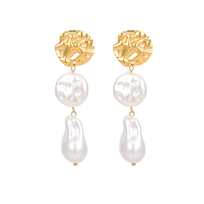 1 Pair Cute Simple Style Classic Style Moon Plating Stainless Steel  Stainless Steel Gold Plated Drop Earrings