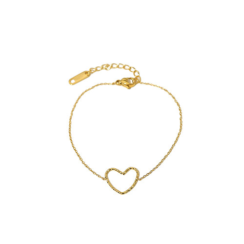 Atacado estilo IG estilo francês comute formato de coração aço inoxidável titânio chapeamento de metal 18K pulseiras banhadas a ouro