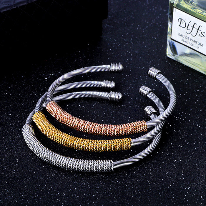 Commute Color Block Stainless Steel Gold Plated Bangle In Bulk