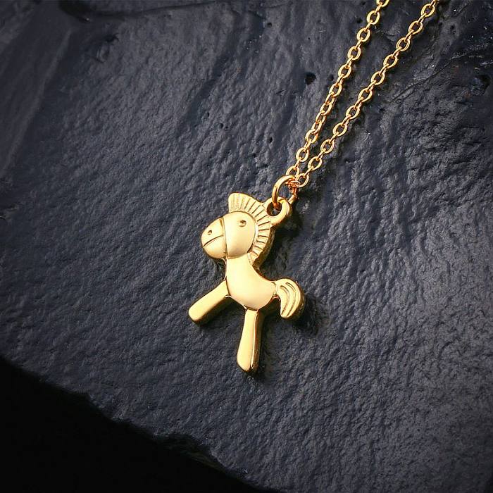 Casual Animal Horse Stainless Steel  Pendant Necklace