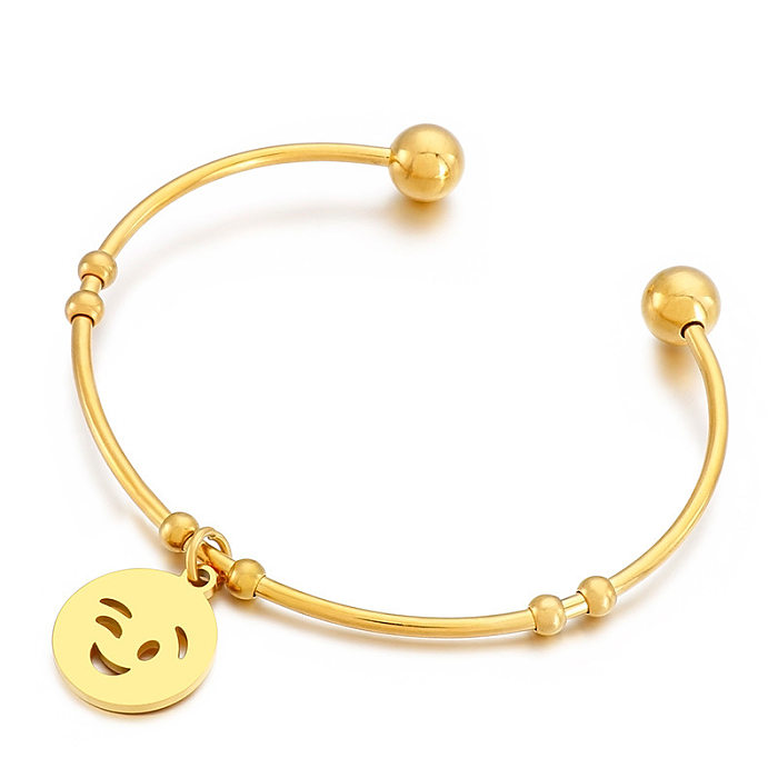 Bracelet en acier inoxydable de visage d'Emoji géométrique de mode aucun bracelets en acier inoxydable incrustés