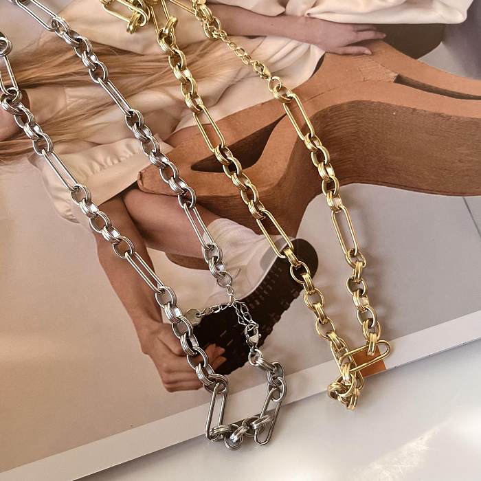 Simple Style Stitching Chain Stainless Steel  Short Necklace